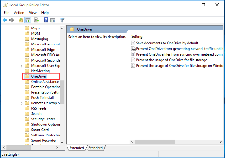 Disable OneDrive through Group Policy