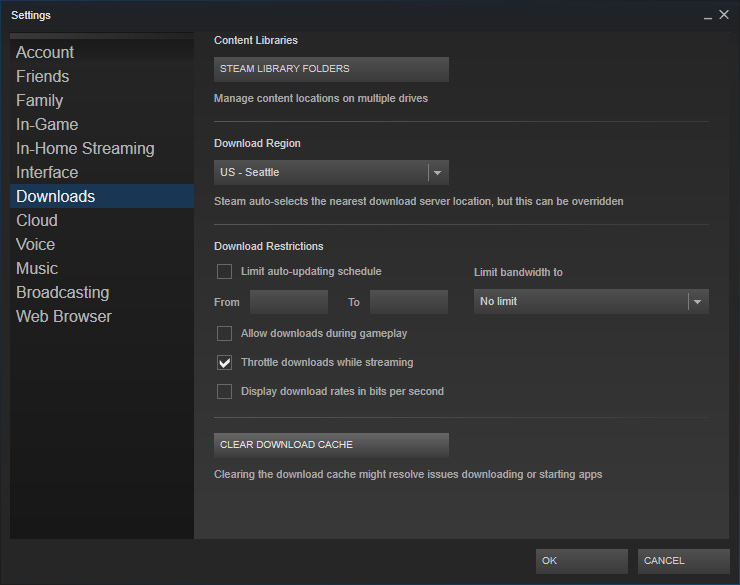 Clear Steam's Download Cache