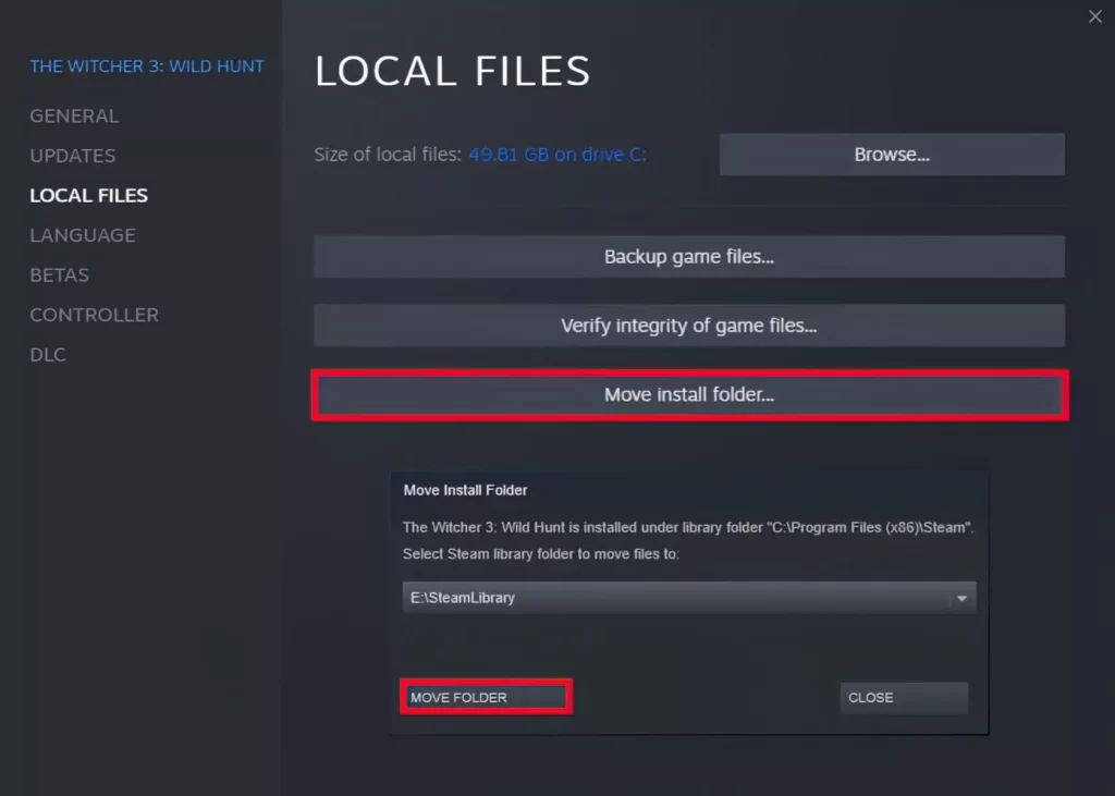 Relocate Steam Installation and Game Files